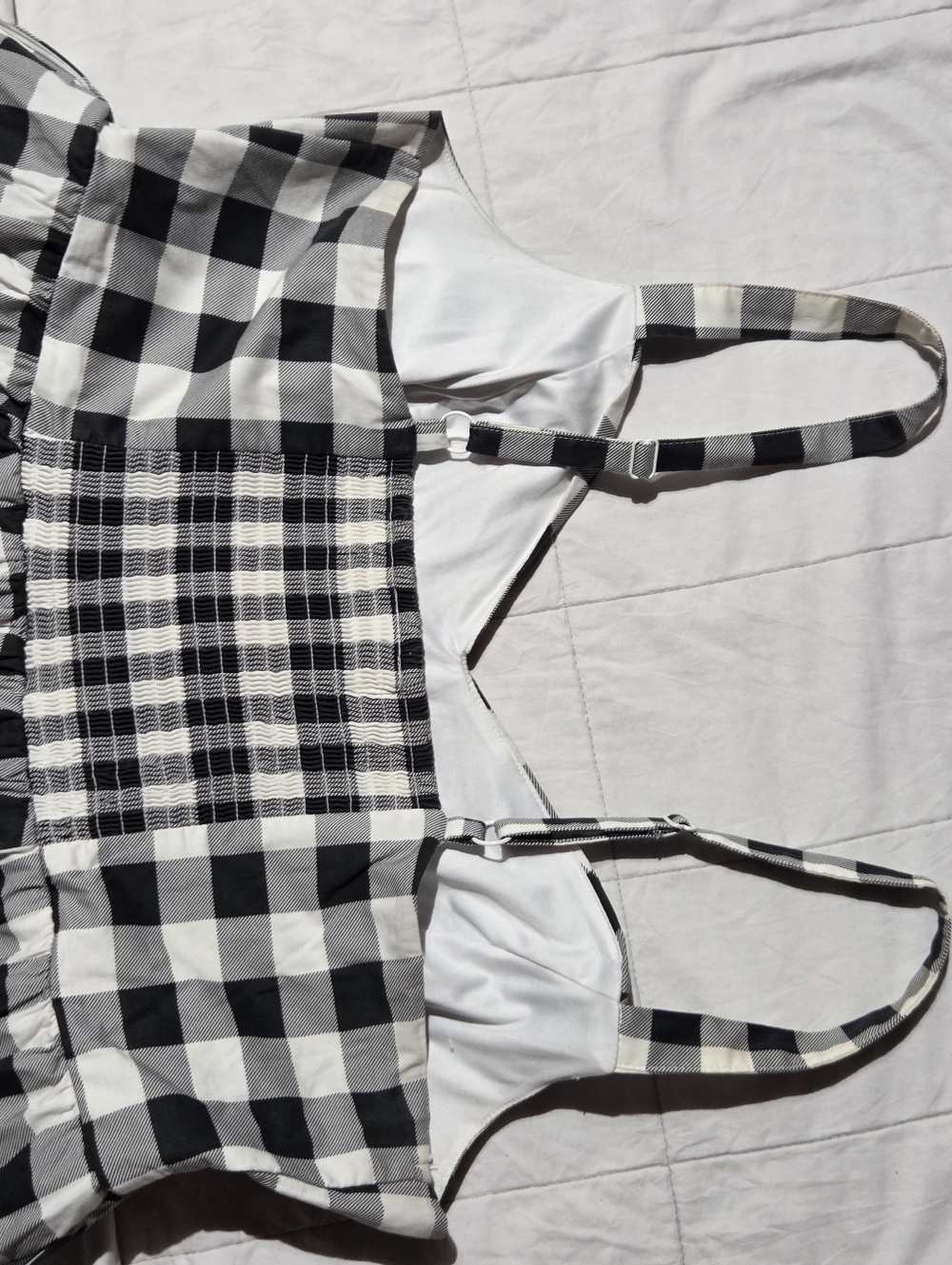 Retro Chic Black and White Gingham Smocked Sundress - Picture 11 of 12